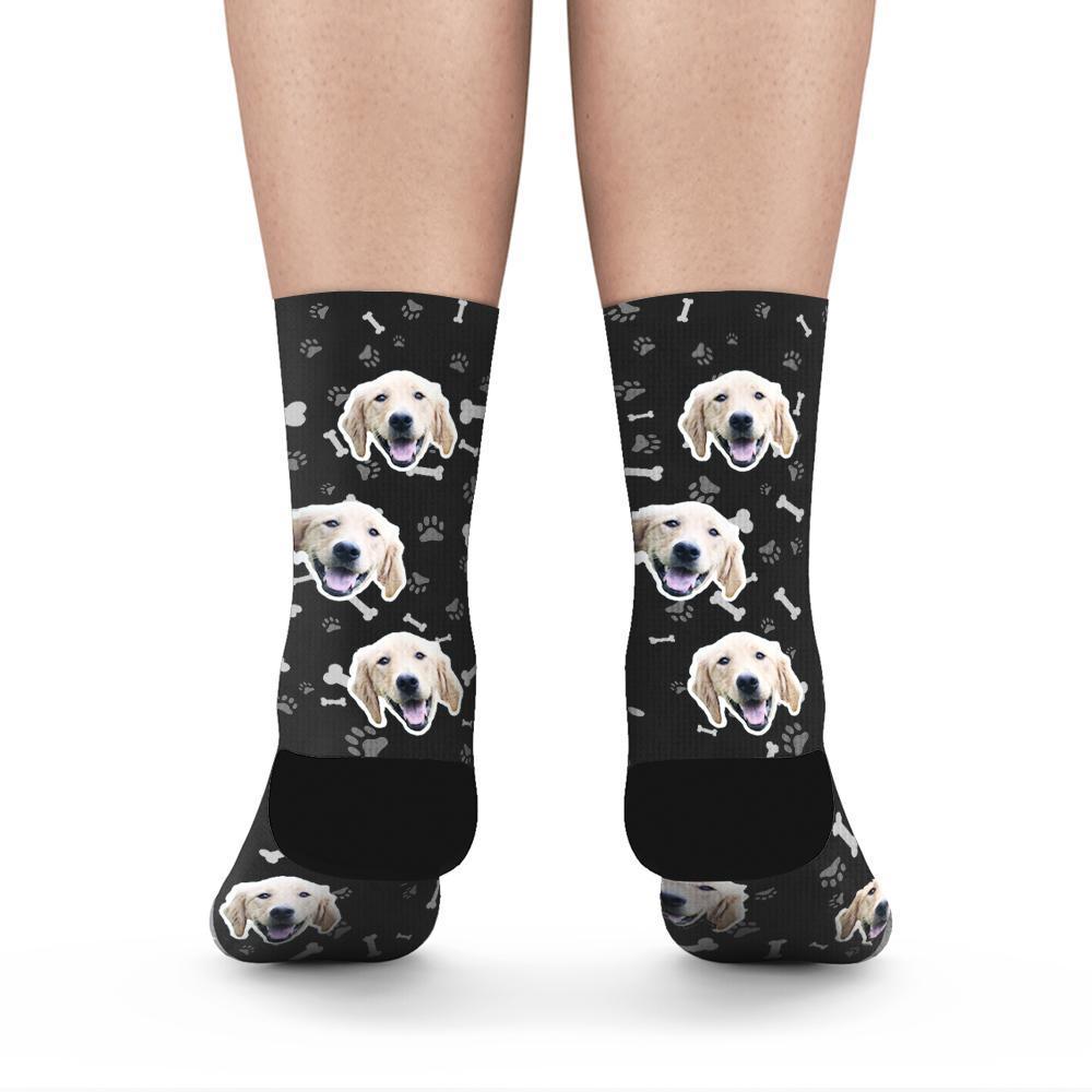 Custom Rainbow Socks Dog With Your Text - Black -MyPhotoSocksAU