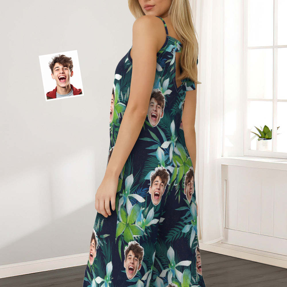 Custom Face Loose Jumpsuit With Wide Leg Tropical Style Rompers - My Photo Socks AU