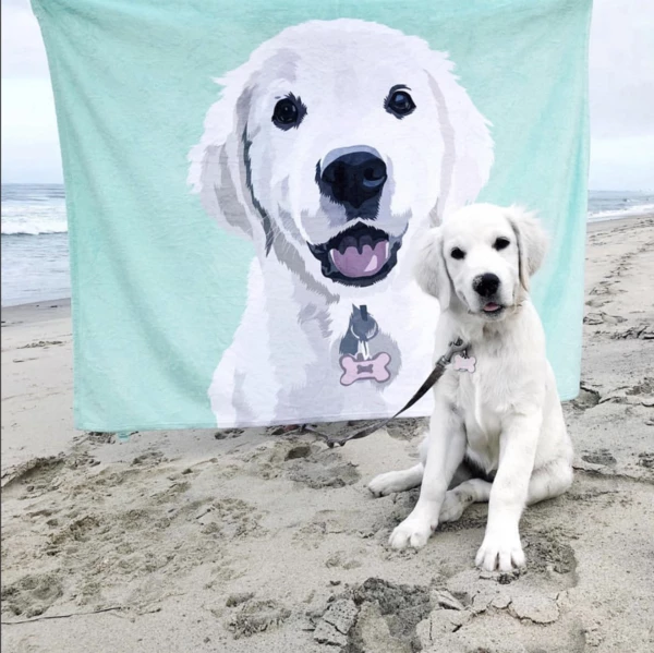 Custom Dog Blankets Personalized  Pet Fleece Blanket Painted Art Portrait - MyPhotoSocksAU