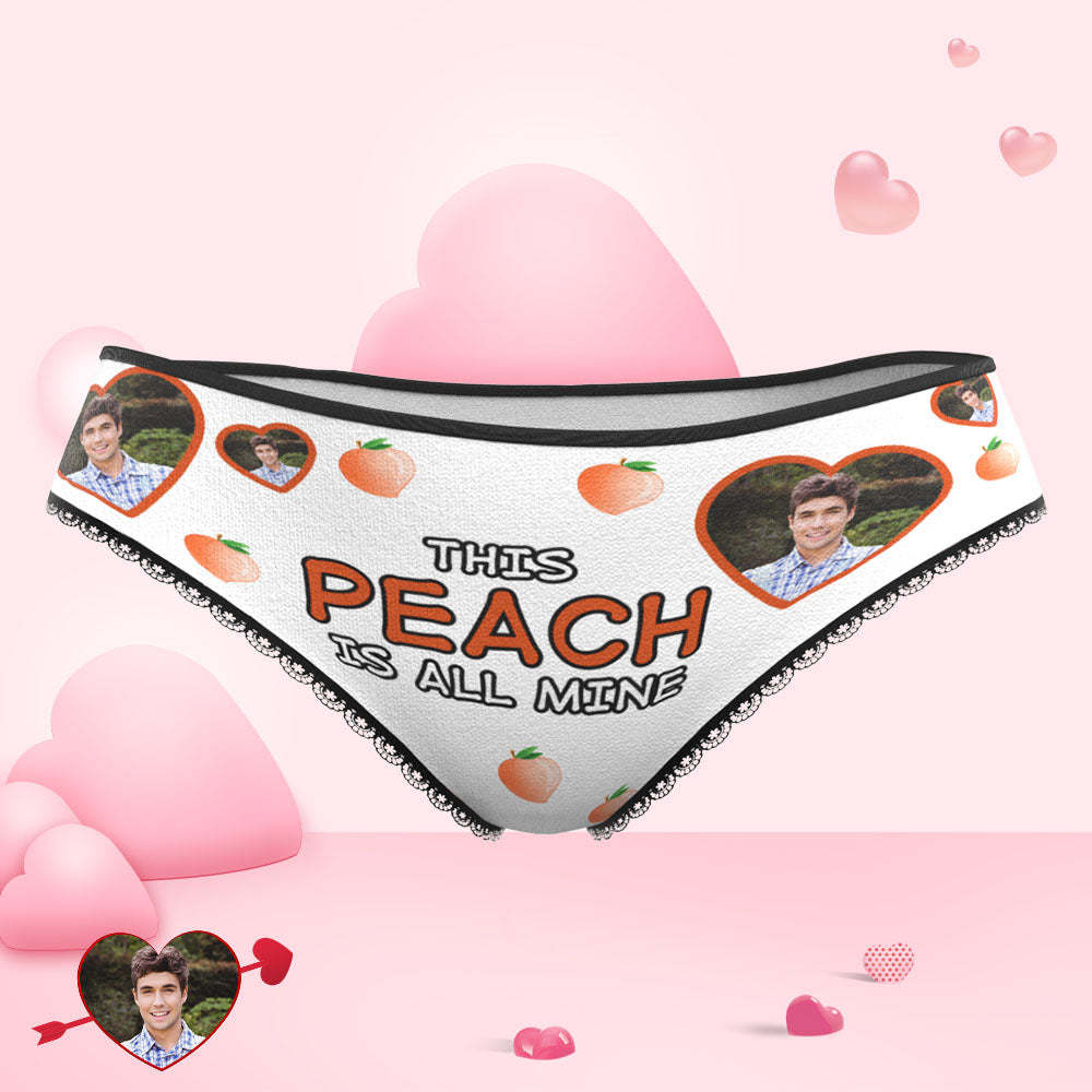 Custom Face Heart Panties This Peach Is All Mine Personalized Valentine's Day Gifts - My Photo Socks AU