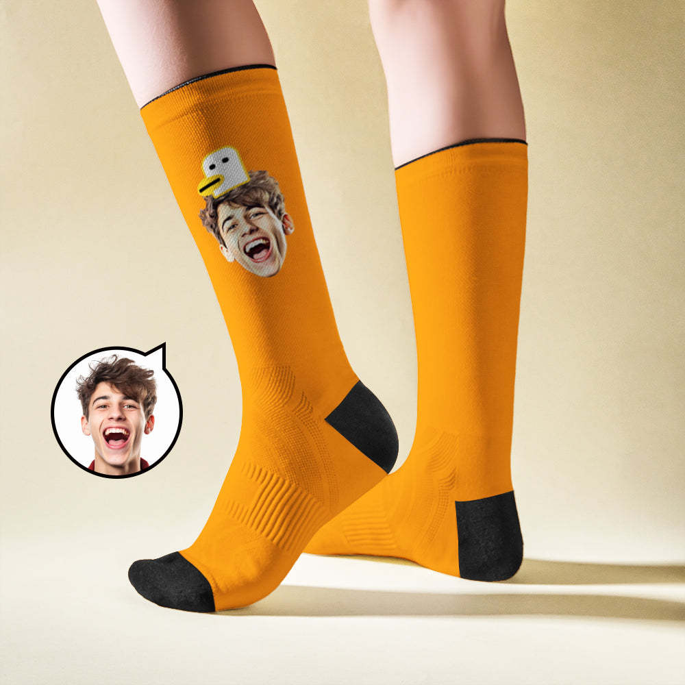 Custom Breathable Face Socks Duck Featuring Cartoon Imagery - My Photo Socks AU