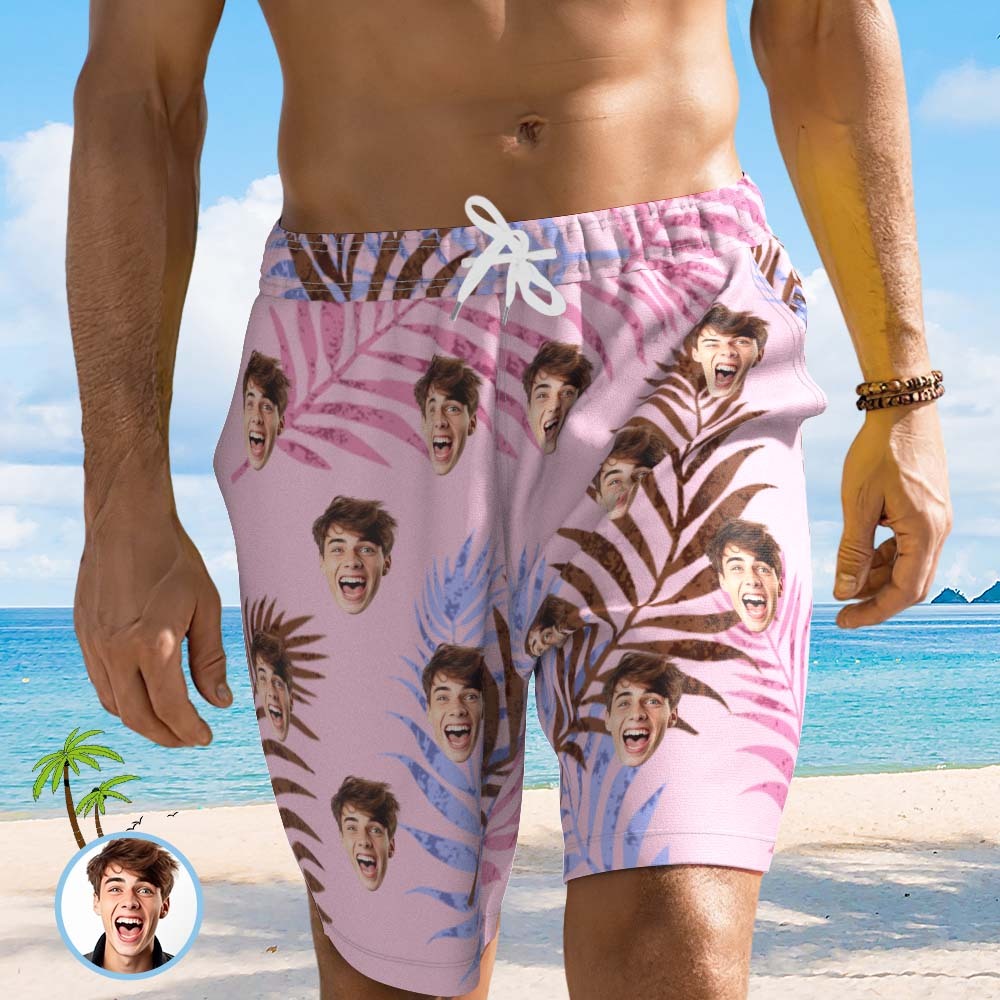 Custom Face Hawaiian Shirt or Beach Shorts Matching Outfits Personalised Men's Photo Random Tropical Print Hawaiian Attire Vacation Party Gift - My Photo Socks AU