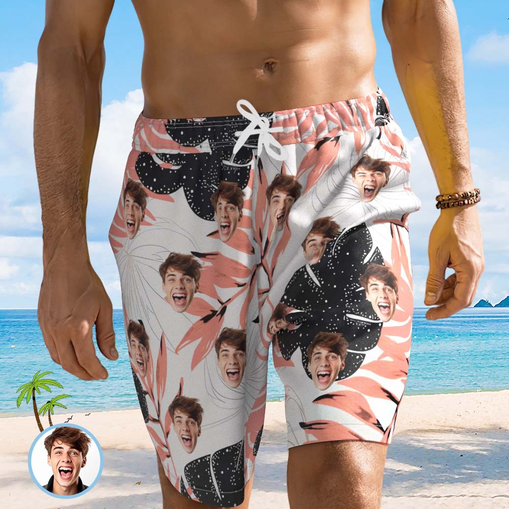 Custom Face Hawaiian Shirt or Beach Shorts Matching Outfits Personalised Men's Photo Tropical Print Hawaiian Attire Vacation Party Gift - My Photo Socks AU