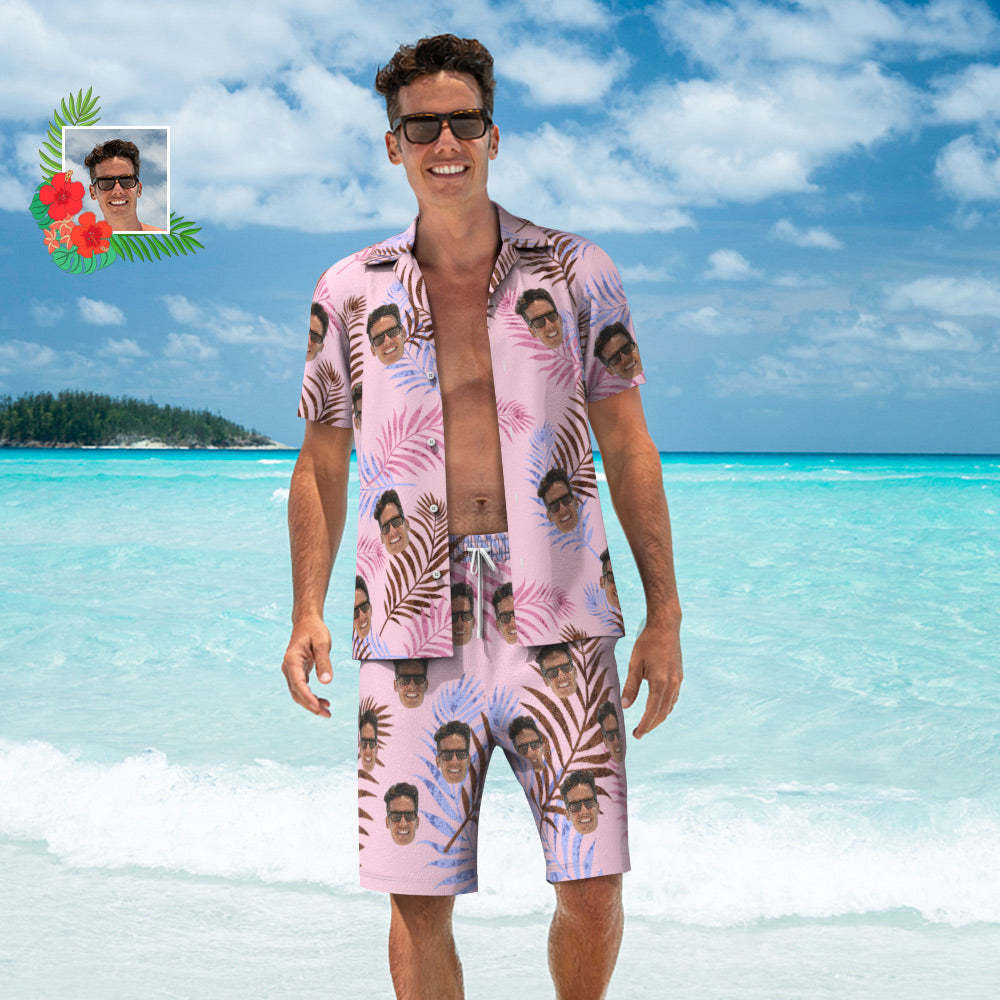 Custom Face Hawaiian Shirt or Beach Shorts Matching Outfits Personalised Men's Photo Random Tropical Print Hawaiian Attire Vacation Party Gift - My Photo Socks AU