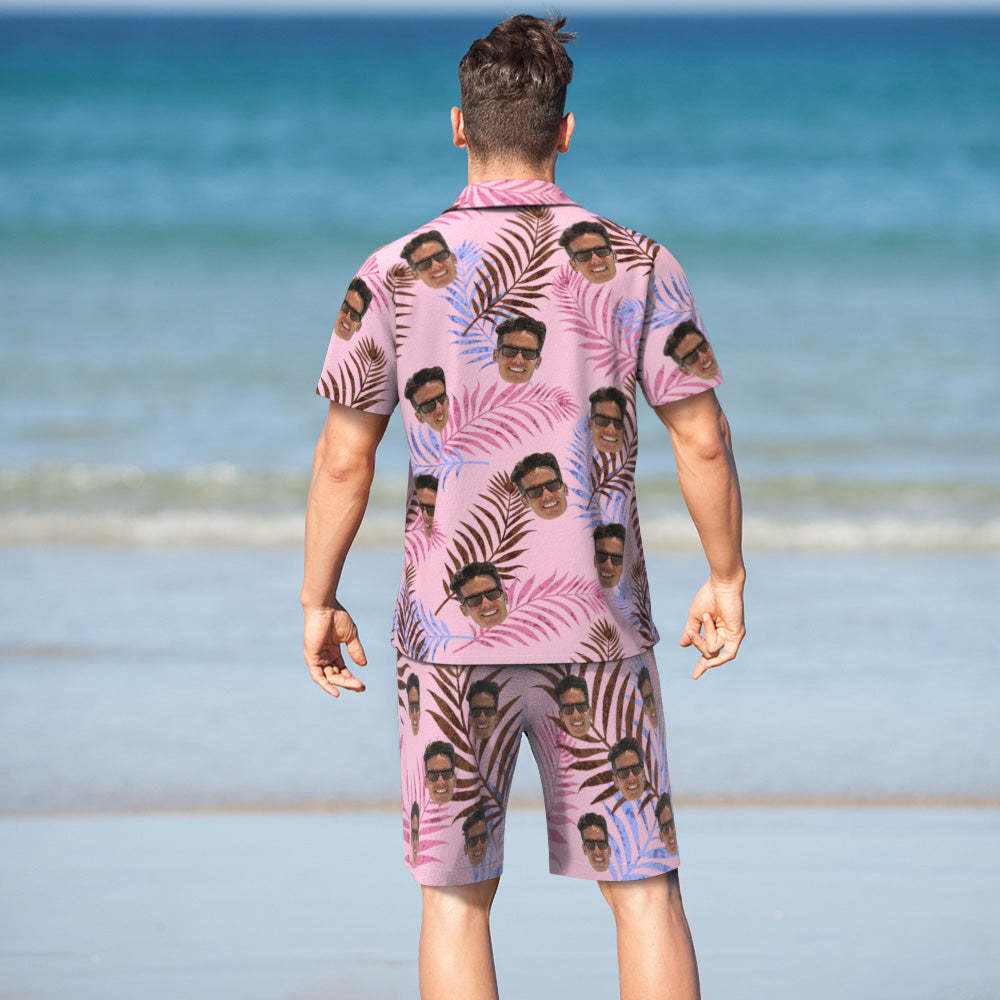 Custom Face Hawaiian Shirt or Beach Shorts Matching Outfits Personalised Men's Photo Random Tropical Print Hawaiian Attire Vacation Party Gift - My Photo Socks AU