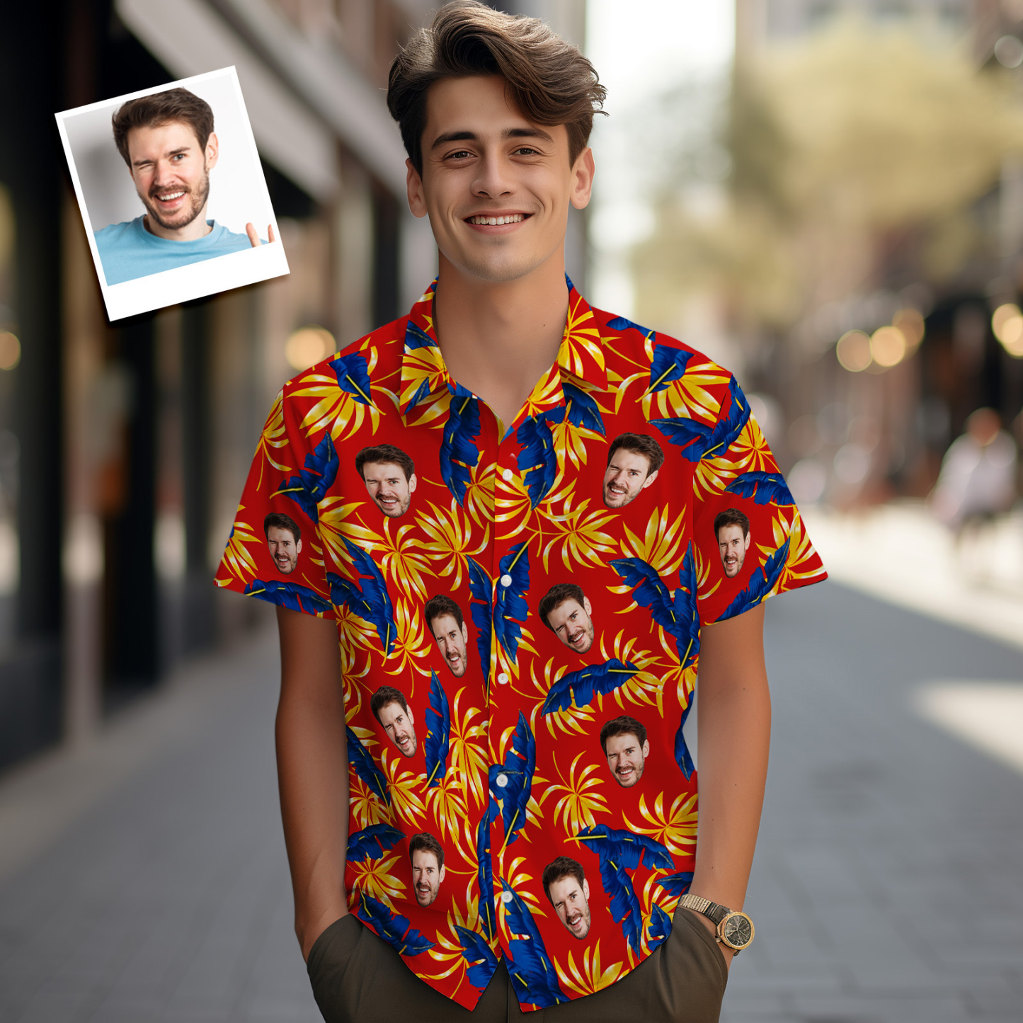 Custom Hawaiian Shirts Colorful Leaves Aloha Beach Shirt - MyPhotoSocksAu