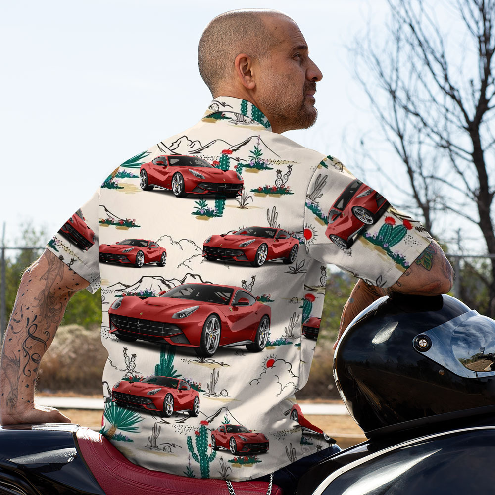 Custom Face Hawaiian Shirt Summer White Leaves Car Lover Face Hawaiian Shirt - MyPhotoSocksAu