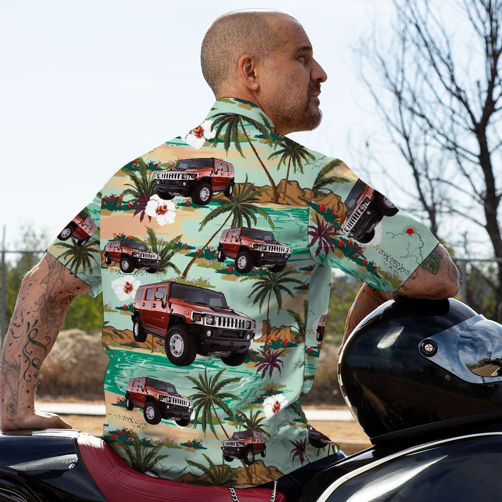 Custom Face Hawaiian Shirt Summer Green Leaves Car Lover Face Hawaiian Shirt - MyPhotoSocksAu
