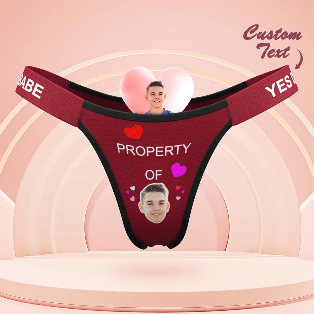 Custom Face Panties Property of You Personalised Waistband Engraved Thong Gift for Her - My Photo Socks AU