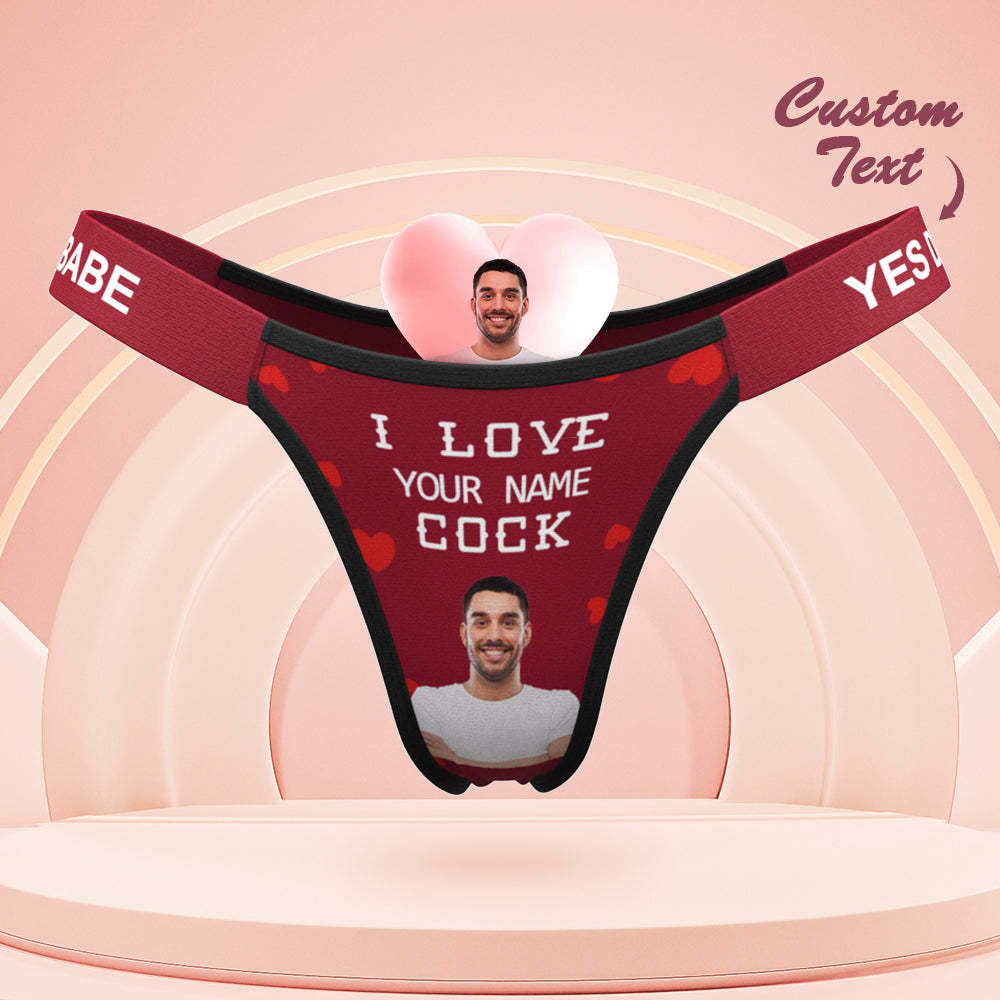 Custom Face Panties Love Your Cock Personalised Waistband Engraved Thong Gift for Her - My Photo Socks AU