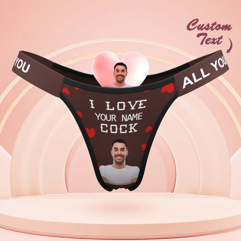 Custom Face Panties Love Your Cock Personalised Waistband Engraved Thong Gift for Her - My Photo Socks AU