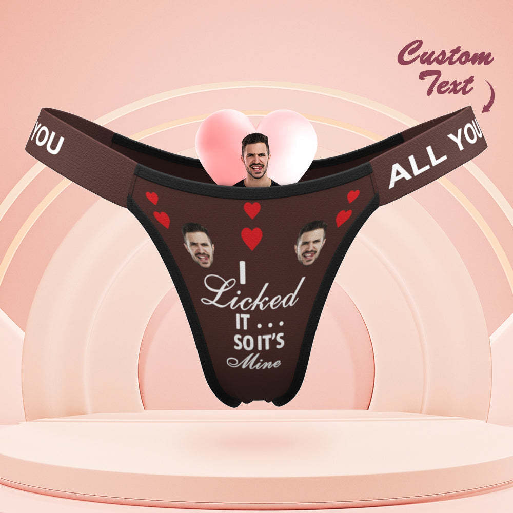 Custom Face Panties I Licked It So It's Mine Personalised Waistband Engraved Thong Gift for Her - My Photo Socks AU