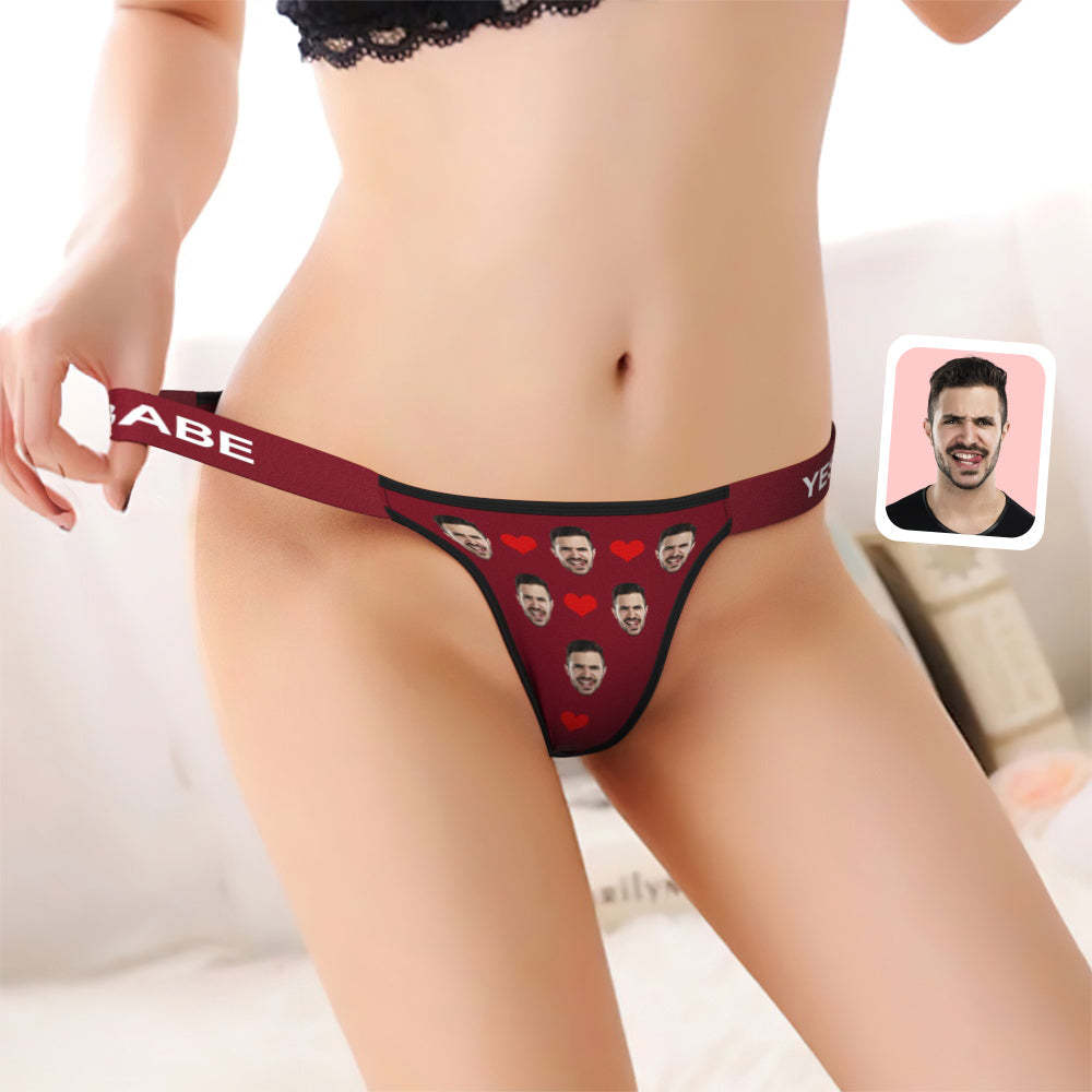 Custom Face Panties Classic Love Heart Personalised Waistband Engraved Thong Gift for Her - My Photo Socks AU