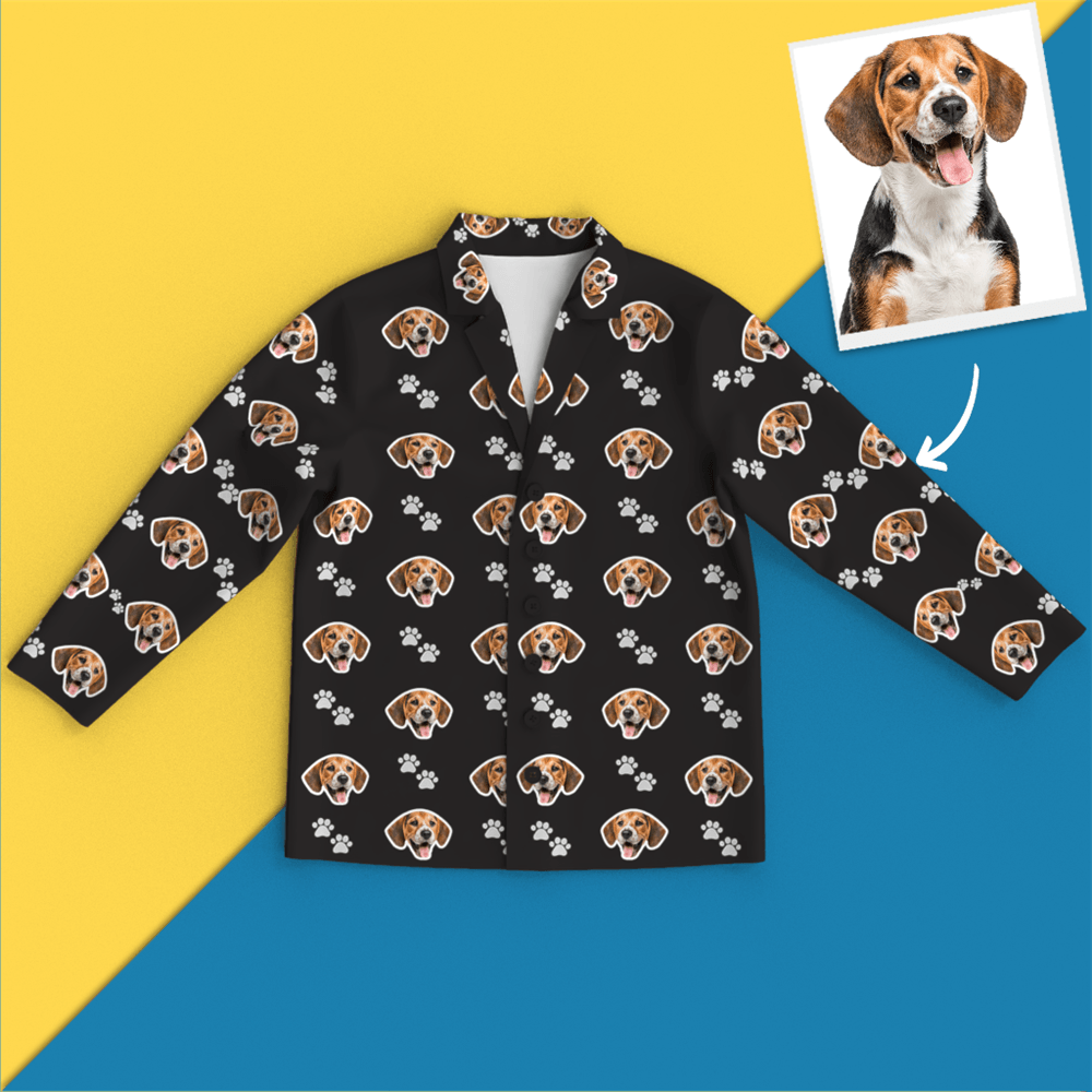 Custom Face Pet Footprint Long Sleeve Pajamas Leisure Wear