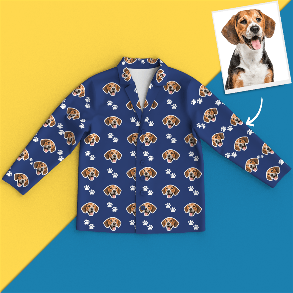 Custom Face Pet Footprint Long Sleeve Pajamas Leisure Wear