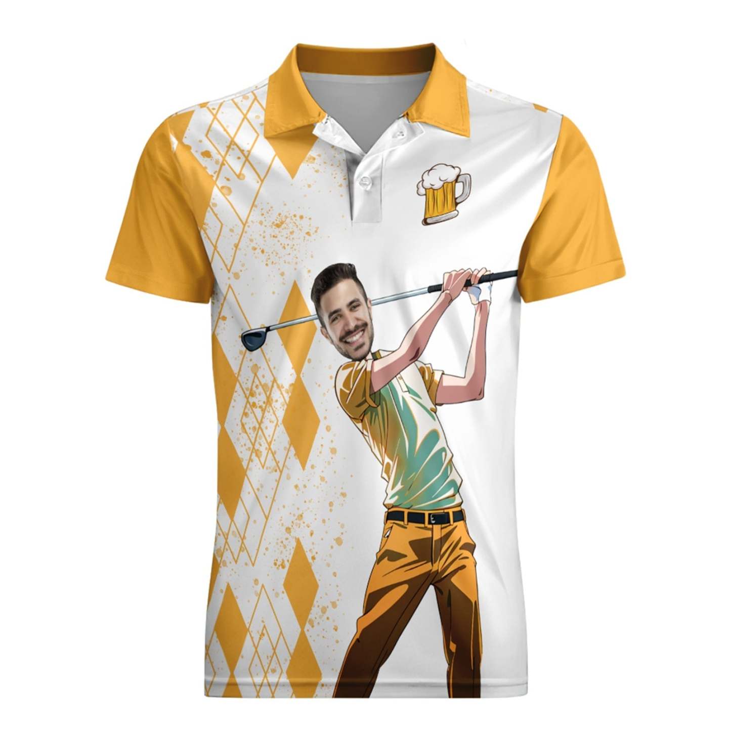 Custom Face Polo Shirt For Men Weekend Forecast Beer And Golf Polo Shirt For Beer Lovers - MyPhotoSocksAu