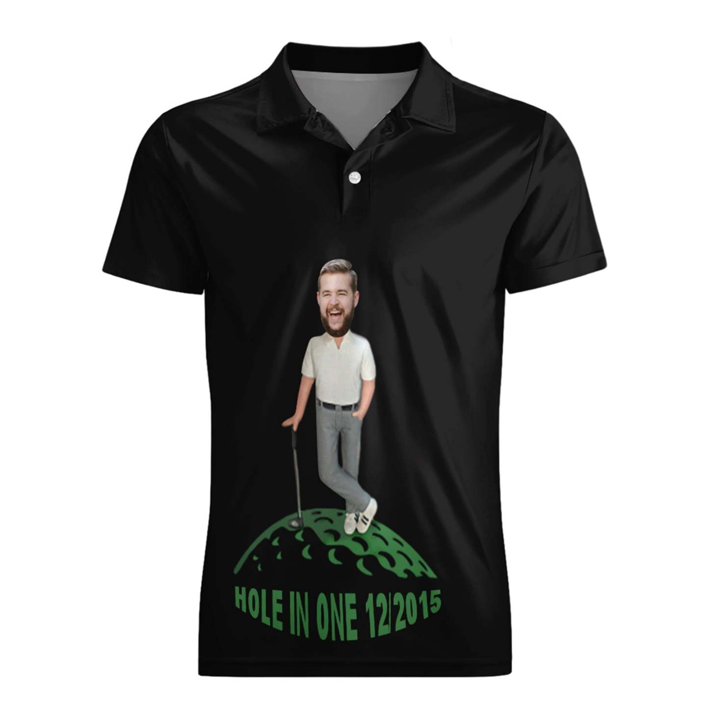 Custom Face Polo Shirt For Men Hole In One Golf Polo Shirt Gift For Golfer - MyPhotoSocksAu