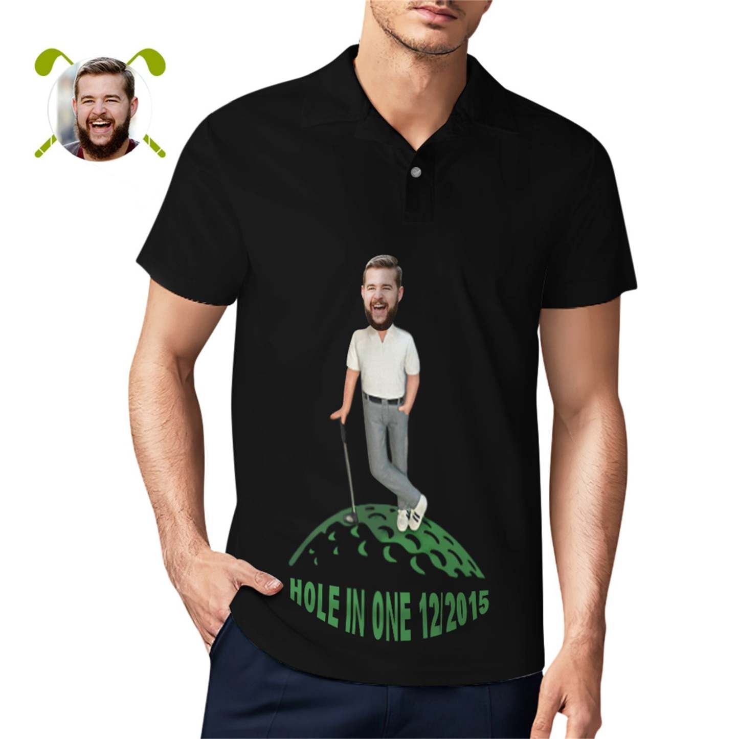 Custom Face Polo Shirt For Men Hole In One Golf Polo Shirt Gift For Golfer - MyPhotoSocksAu