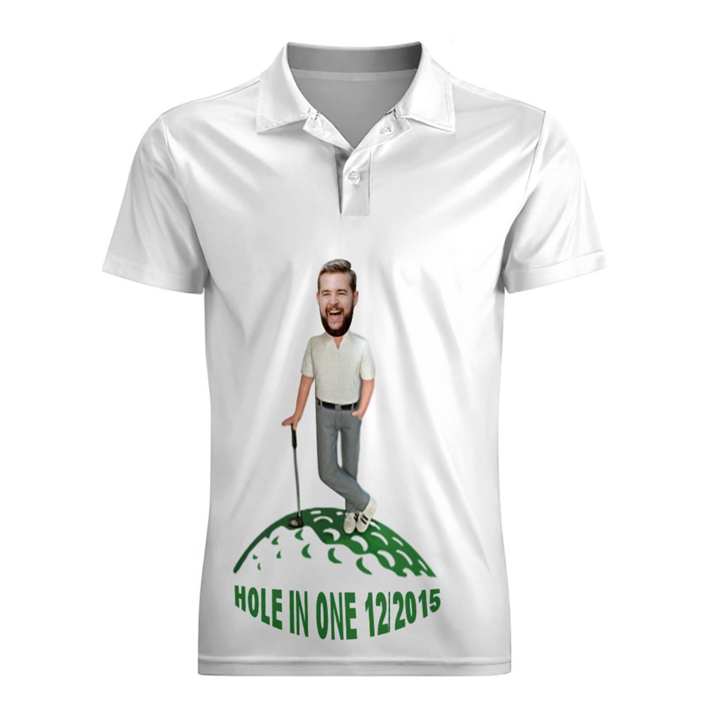 Custom Face Polo Shirt For Men Hole In One Golf Polo Shirt Gift For Golfer - MyPhotoSocksAu