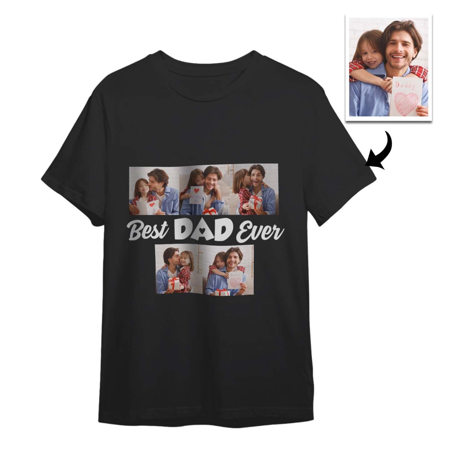 Custom 5 Photos T-Shirt With Best Dad Ever Personalized Photos T-Shirt Father's Day Gift - MyPhotoSocksAu