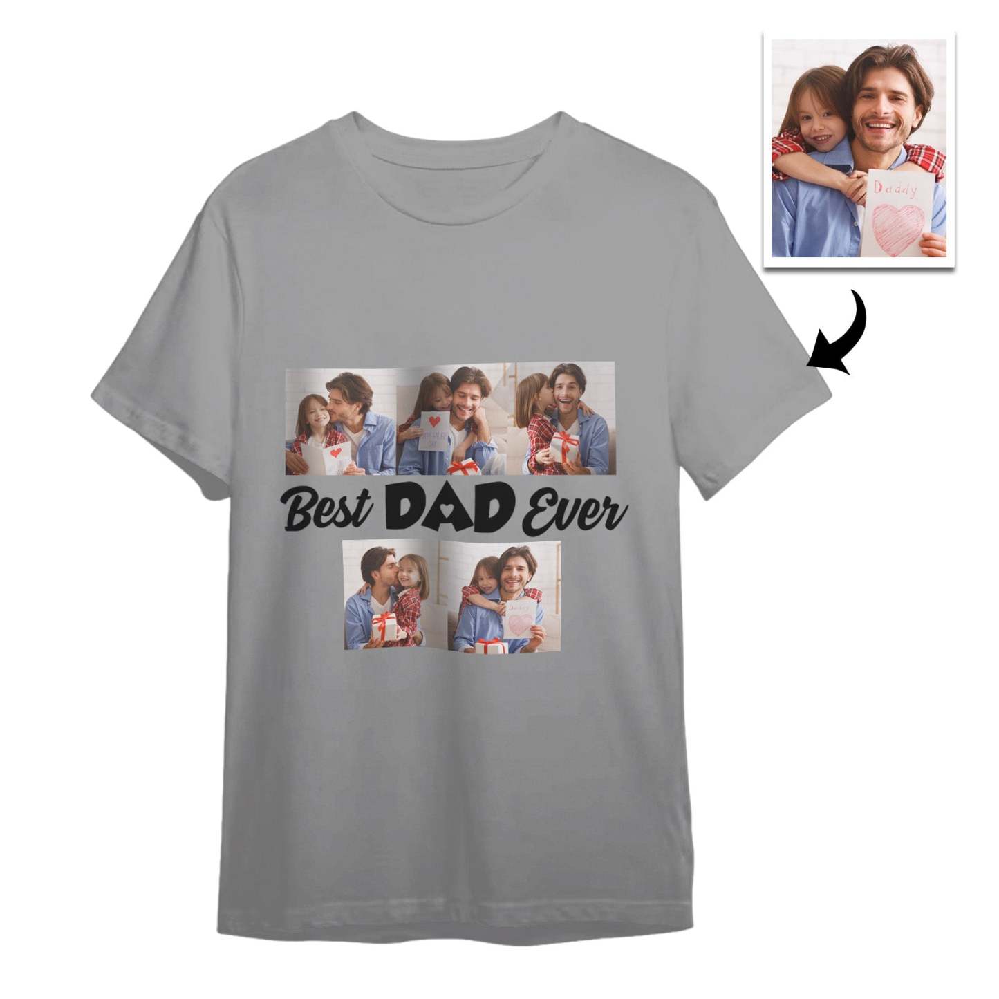 Custom 5 Photos T-Shirt With Best Dad Ever Personalized Photos T-Shirt Father's Day Gift - MyPhotoSocksAu