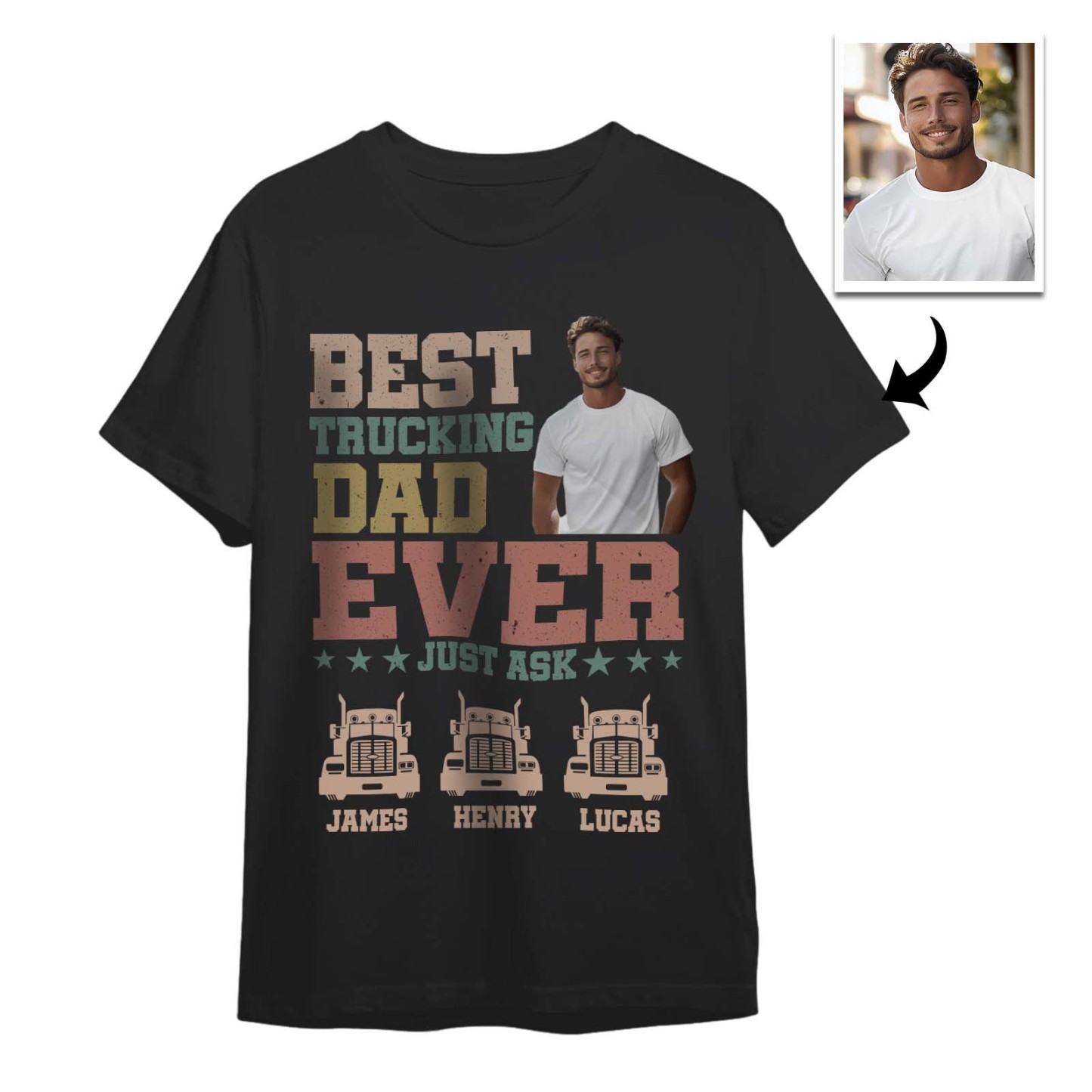 Custom Photo Text T-Shirt Personalized T-Shirt With Best Dad Ever Father's Day Gift - MyPhotoSocksAu