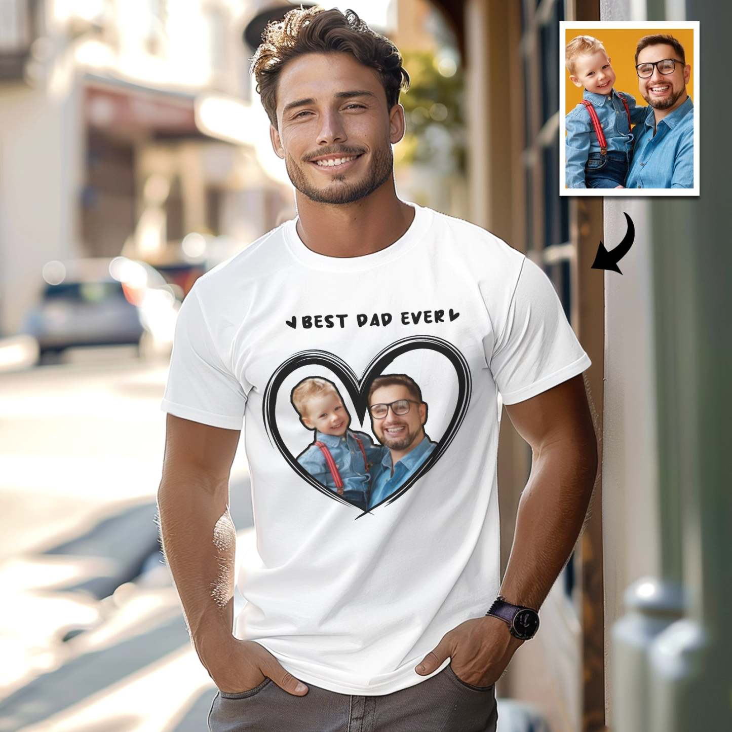 Custom Photo T-Shirt With Best Dad Ever Personalized Photo Men's T-Shirts Father's Day Gifts - MyPhotoSocksAu