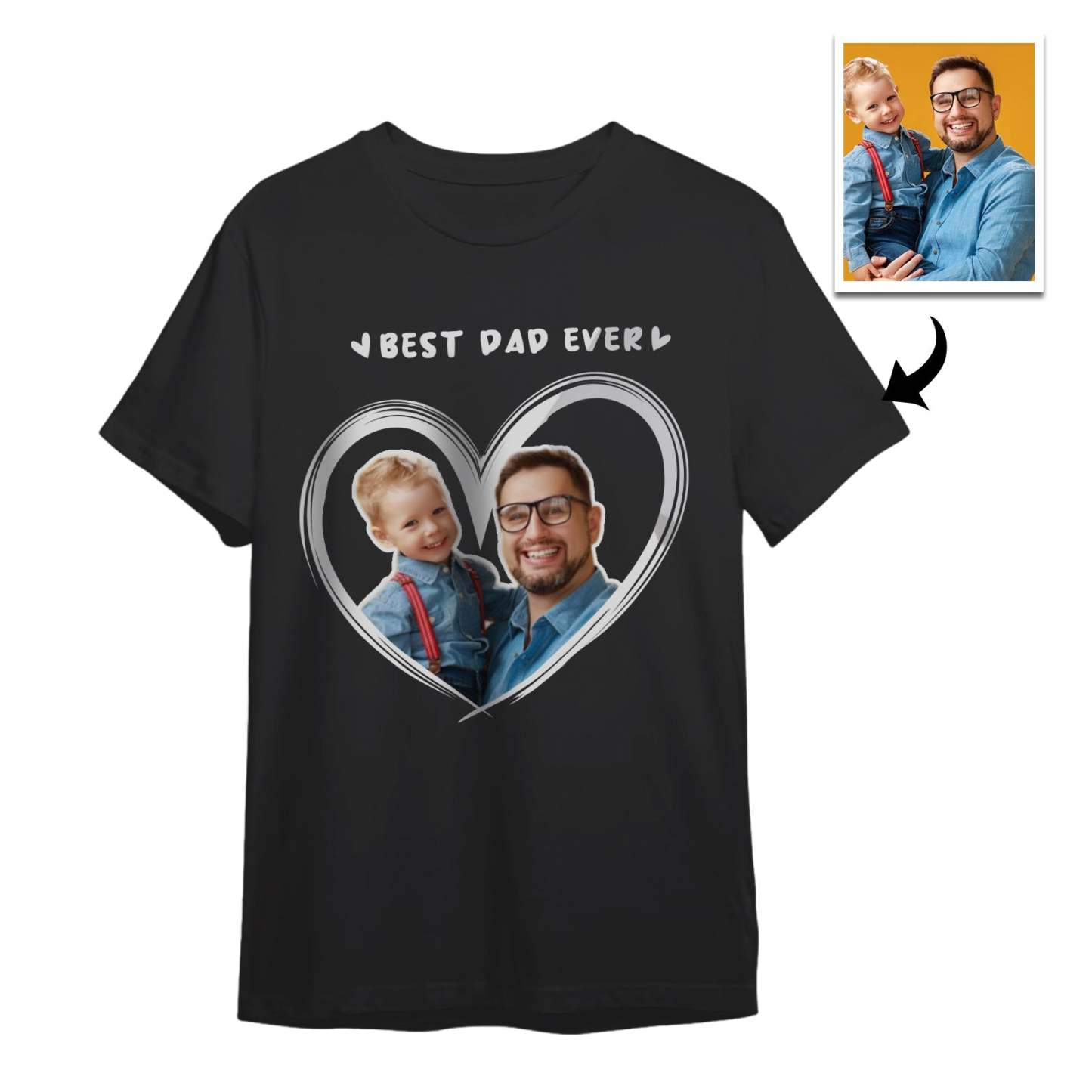 Custom Photo T-Shirt With Best Dad Ever Personalized Photo Men's T-Shirts Father's Day Gifts - MyPhotoSocksAu