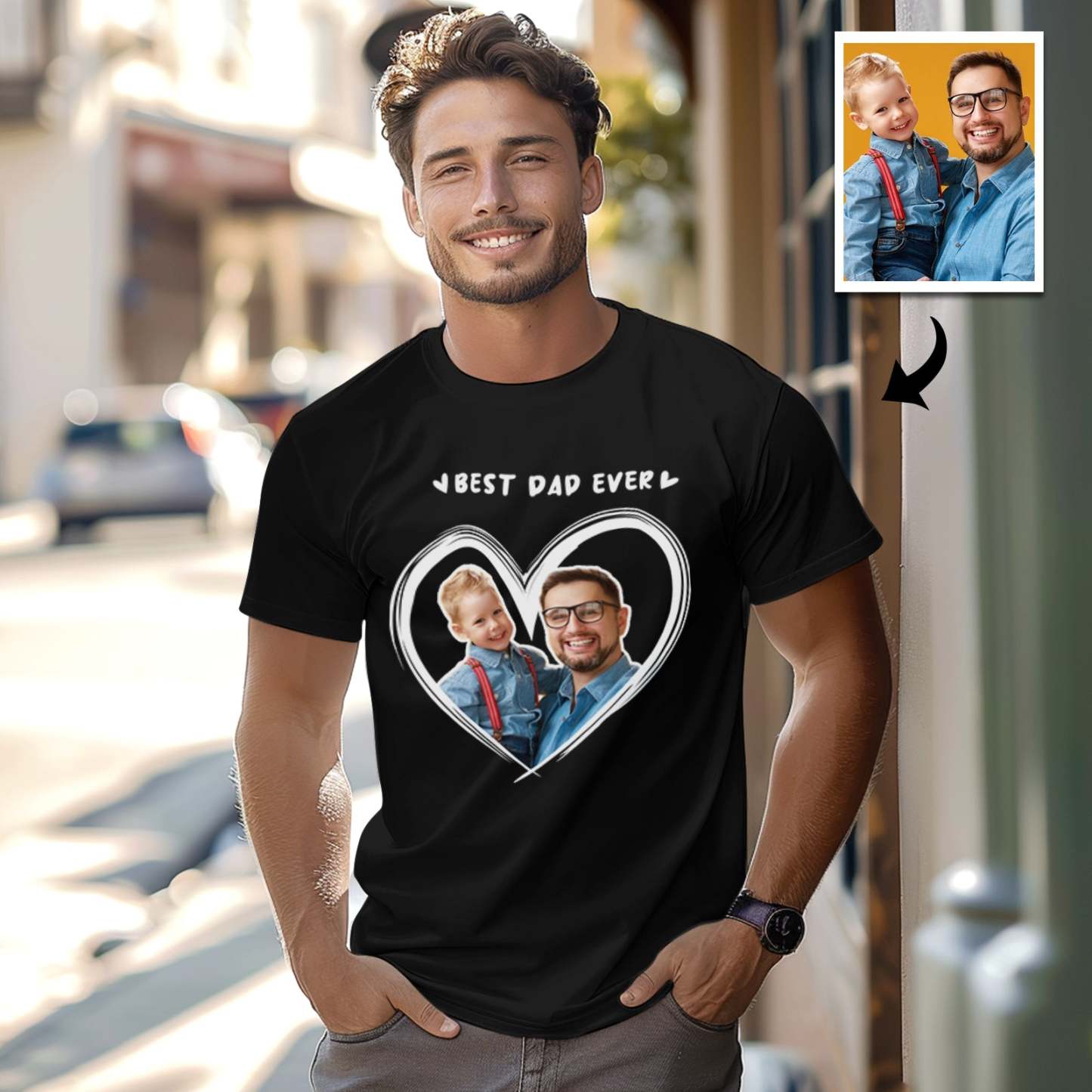 Custom Photo T-Shirt With Best Dad Ever Personalized Photo Men's T-Shirts Father's Day Gifts - MyPhotoSocksAu