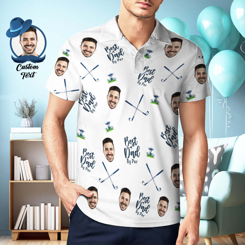 Best Dad By Par - Personalized Photo Polo Shirt Fathers Day Polo Gift - MyPhotoSocksAu