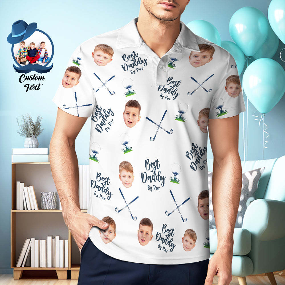 Best Dad By Par - Personalized Photo Polo Shirt Fathers Day Polo Gift - MyPhotoSocksAu