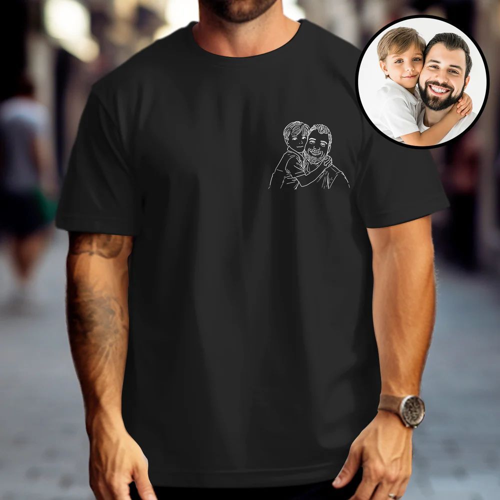 Custom Photo Shirt For Dad, Father's Day Shirt, Personalized Dad Portrait Shirt, Dad Birthday Gifts, Gift for Husband