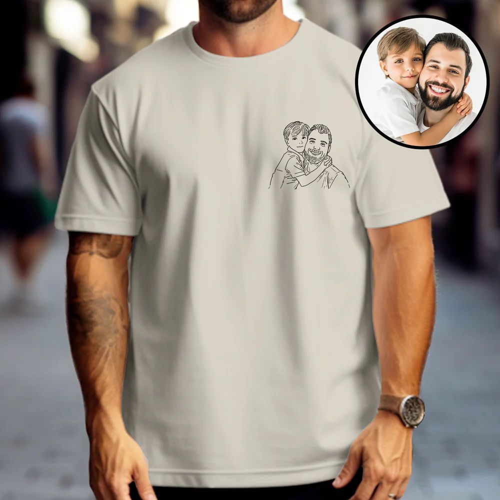 Fathers Day Gifts, Custom Photo Shirt For Dad, Father's Day Shirt, Personalized Dad Portrait Shirt, Dad Birthday Gifts, Gift for Husband - MyPhotoSocksAu