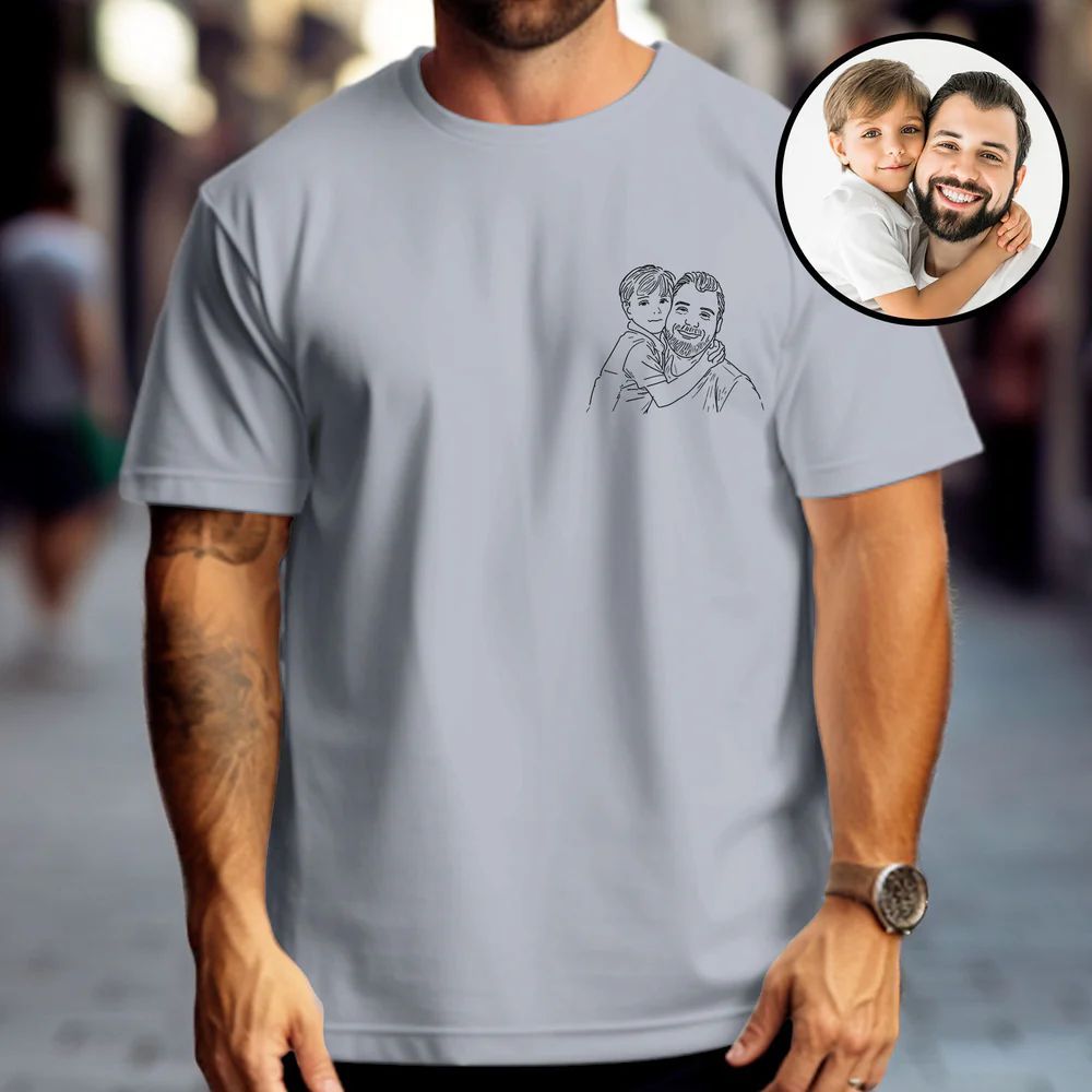 Fathers Day Gifts, Custom Photo Shirt For Dad, Father's Day Shirt, Personalized Dad Portrait Shirt, Dad Birthday Gifts, Gift for Husband - MyPhotoSocksAu