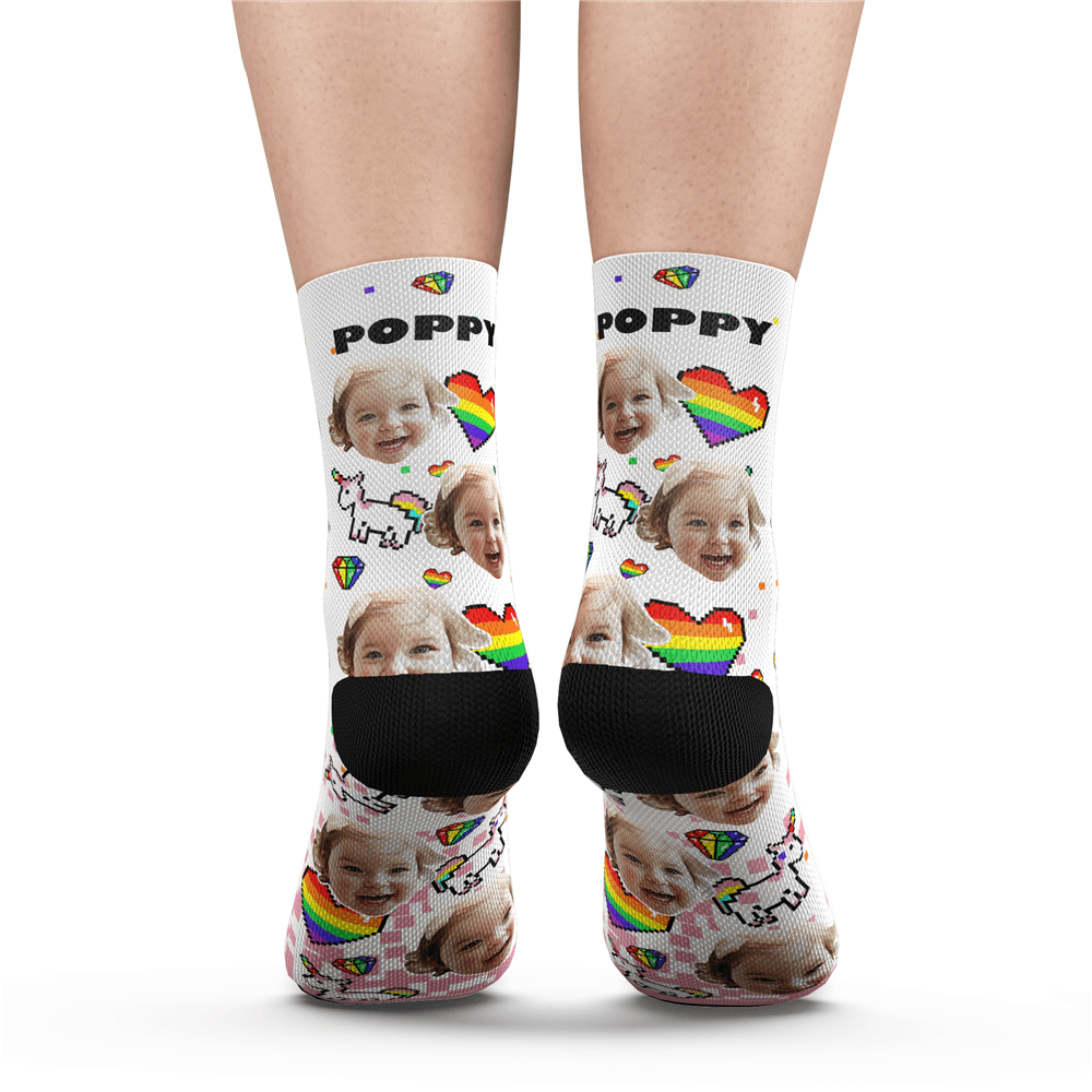 Custom Pride Socks (Pride Pixel) With Your Text - MyPhotoSocks