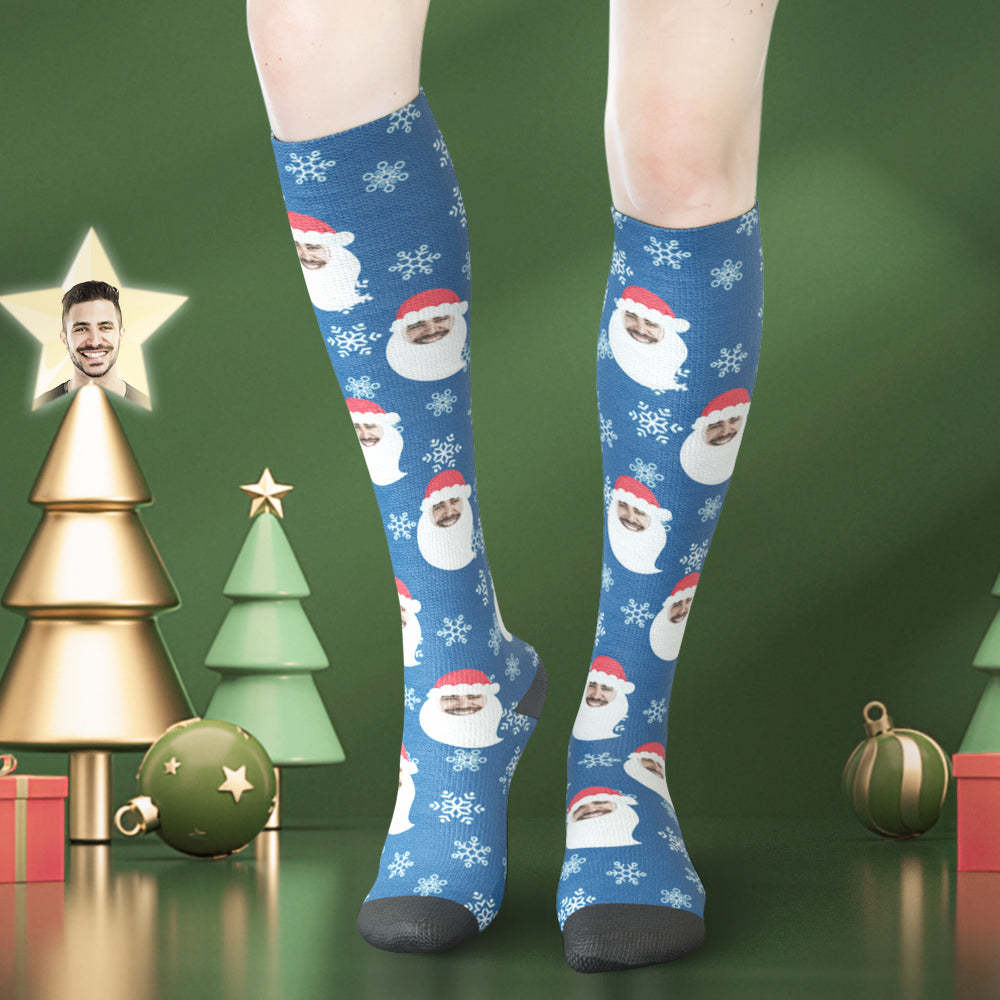 Custom Face Knee High Socks Christmas Santa Claus - My Photo Socks AU