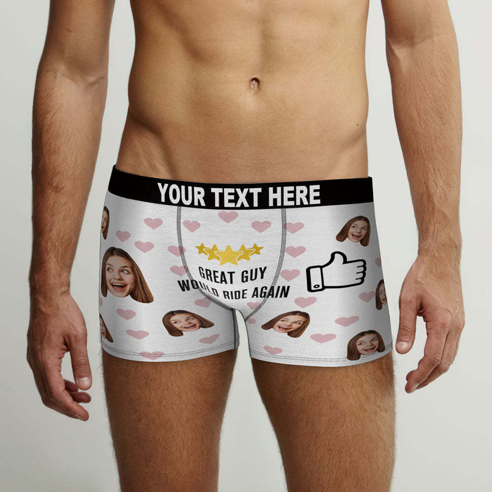 Custom Face Heart Boxer Would Ride Again Personalized Valentine's Day Gifts - My Photo Socks AU
