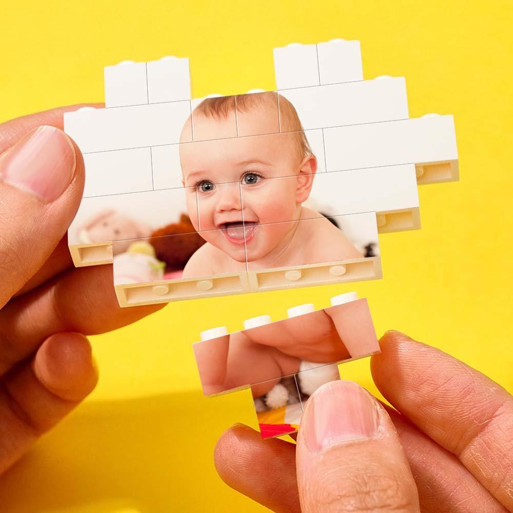 Custom Building Block Puzzle Engraving Personalized Heart Shaped Photo Brick Gift For Children's Day - SantaSocks