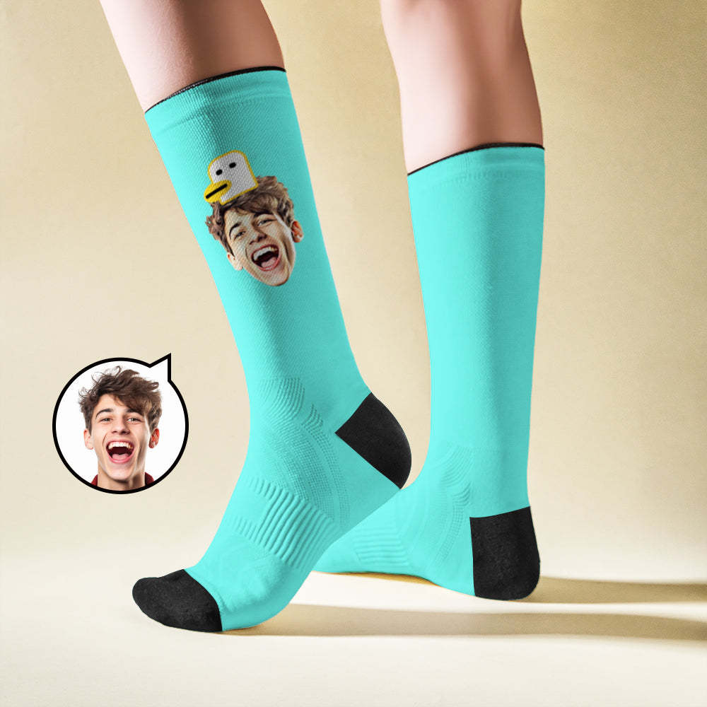 Custom Breathable Face Socks Duck Featuring Cartoon Imagery - My Photo Socks AU