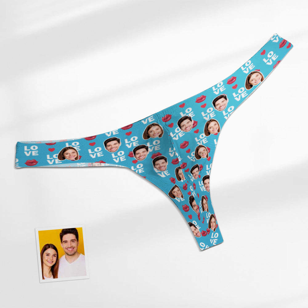 Custom Face Love Men's Thong Lip Print Men's Briefs - MyFaceUnderwearAU