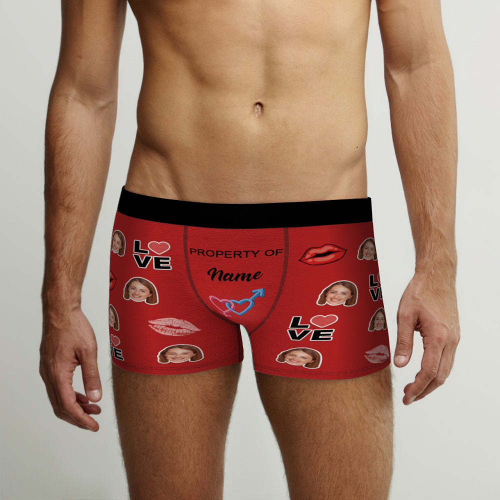 Custom Face Boxer Briefs Property of Name Personalised Naughty Gift for Him - MyFaceUnderwearAU