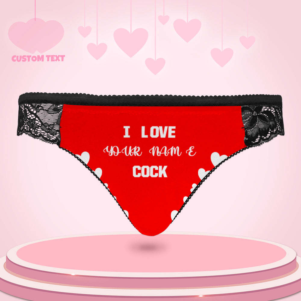 Custom Women Lace Panty I Love Your Cock Sexy Panties Sweet Gift - MyFaceUnderwearAU