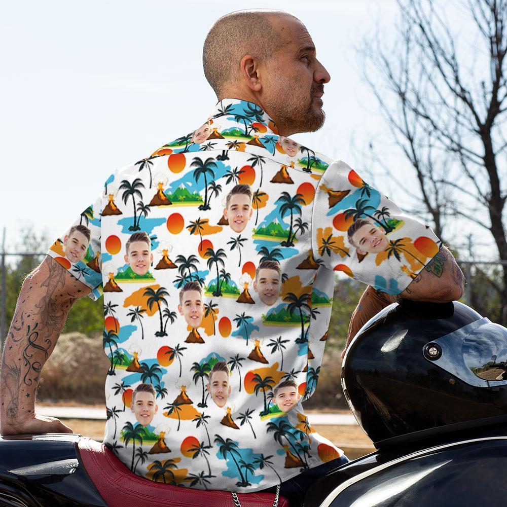 Custom Hawaiian Shirt Men Face Landscape Design Aloha Beach Shirt For Him