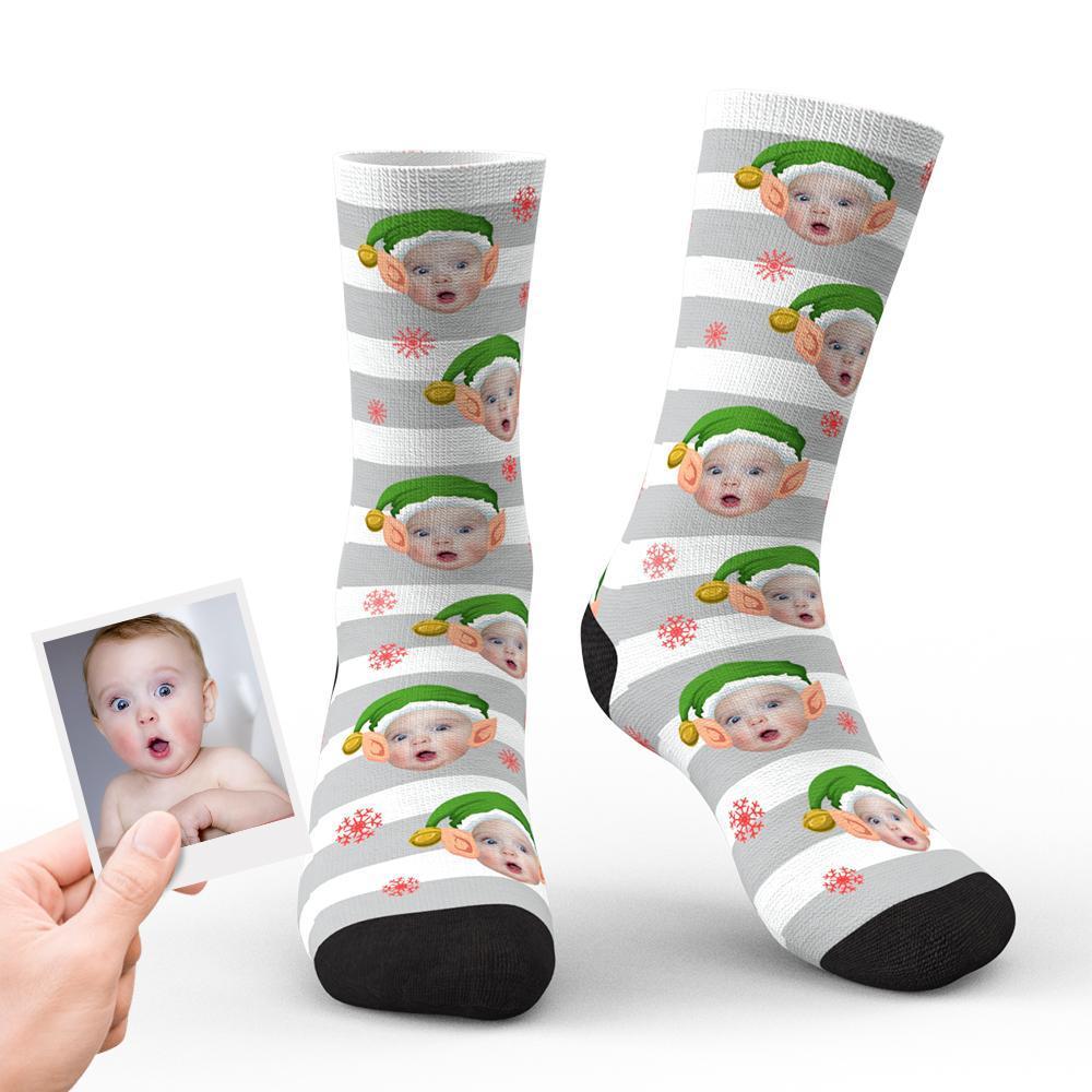 Custom Christmas Socks Personalised Christmas Elf Face Socks Unique Gi
