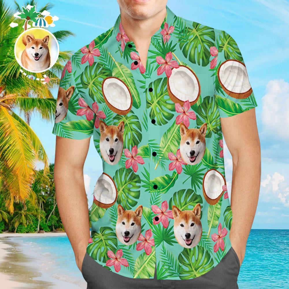 Custom Face Hawaiian Shirt Coconut Aloha Beach Shirt with Dog Face
