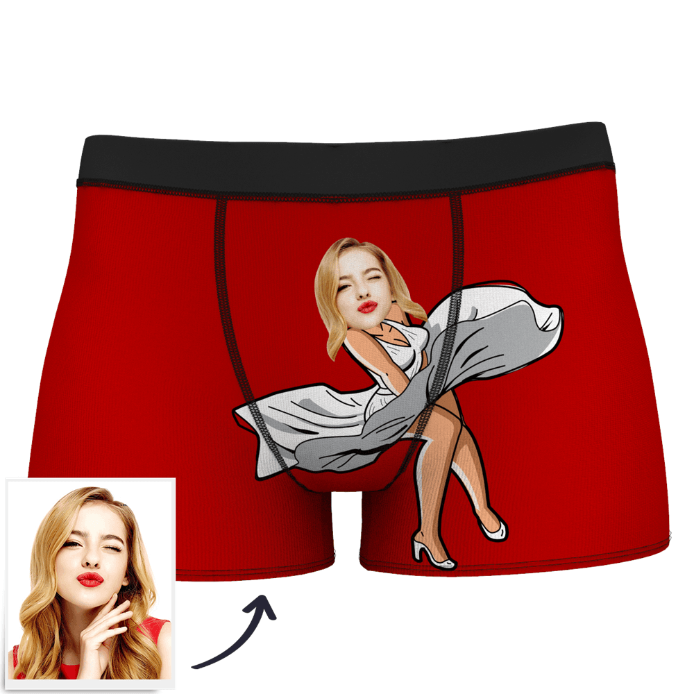 Red Men's Custom Face On Body Boxer Shorts - Monroe's skirt