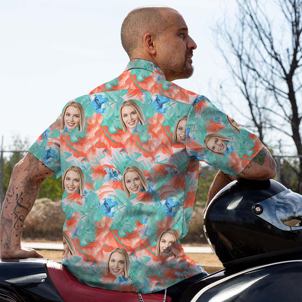 Custom Face Hawaiian Shirt Summer Multicoloured Personalised Shirt with Your Photo