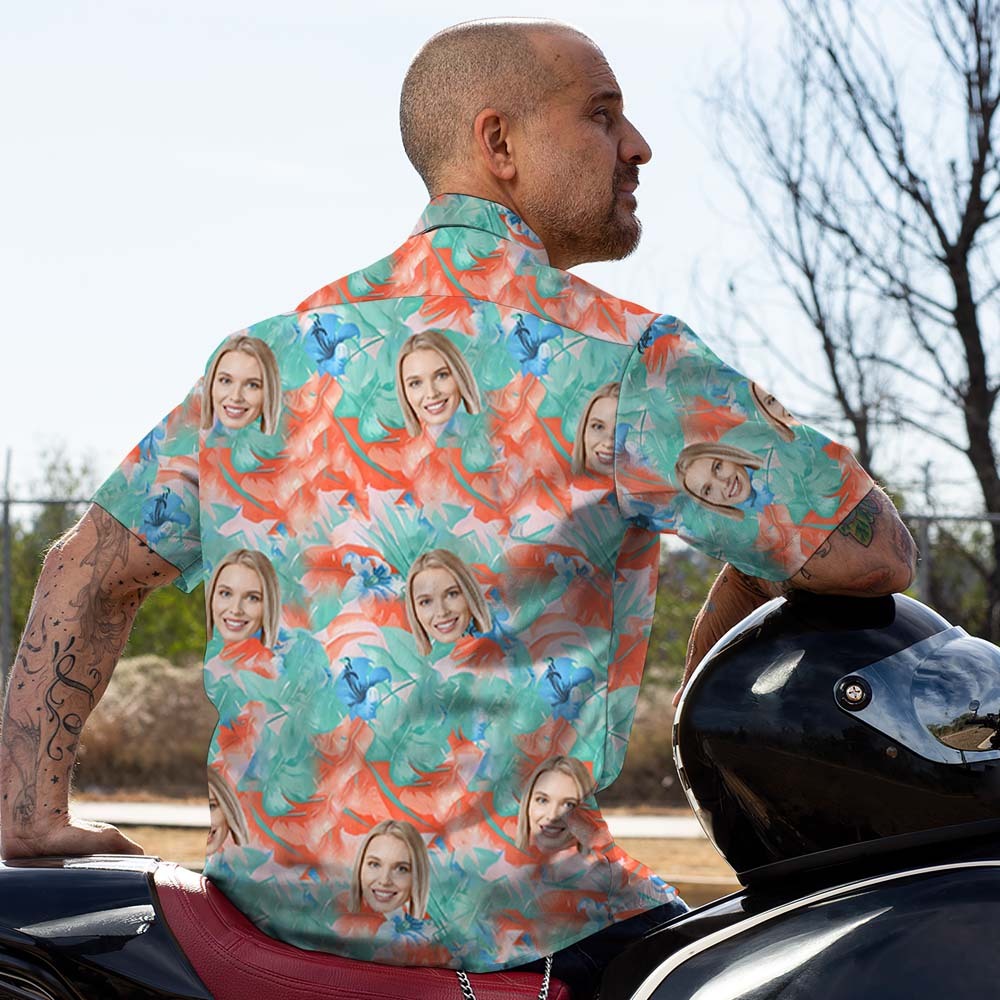 Custom Face Hawaiian Shirt Summer Multicoloured Personalised Shirt with Your Photo - MyFaceUnderwearAU