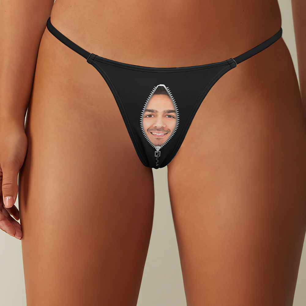 Custom Face Zipper Sexy Women's Tanga Thong