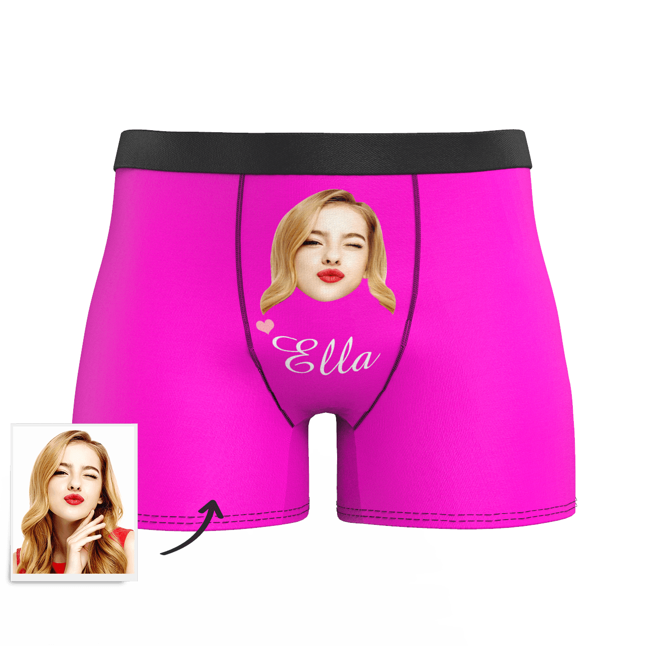 Pink Custom Men's Face And Name Colorful Boxer Shorts